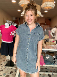 Josie Denim Dress-Bluivy-R3vel Threads, Women's Fashion Boutique, Located in Hudsonville, Michigan