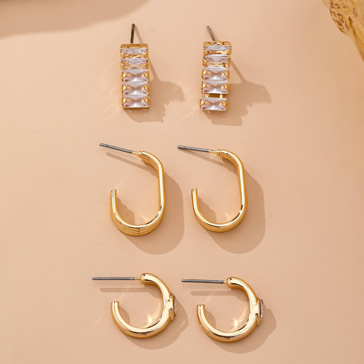 Crystal & Gold Hoop Earring Set-JOSSLYN by wall to wall-R3vel Threads, Women's Fashion Boutique, Located in Hudsonville, Michigan