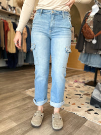 Jessi Cropped Cargo Jean-Risen-R3vel Threads, Women's Fashion Boutique, Located in Hudsonville, Michigan