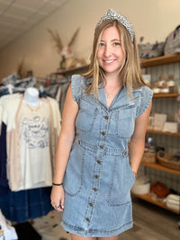 Izzy Denim Dress-Doe & Rae-R3vel Threads, Women's Fashion Boutique, Located in Hudsonville, Michigan