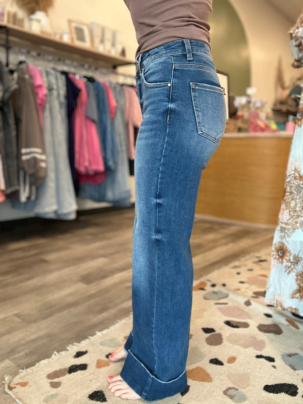 Elena High Rise Wide Cuff-Risen-R3vel Threads, Women's Fashion Boutique, Located in Hudsonville, Michigan