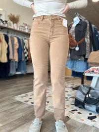 Camel High Rise Straight-Risen-R3vel Threads, Women's Fashion Boutique, Located in Hudsonville, Michigan