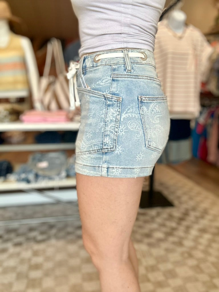 Jenna Paisley Shorts-Risen-R3vel Threads, Women's Fashion Boutique, Located in Hudsonville, Michigan