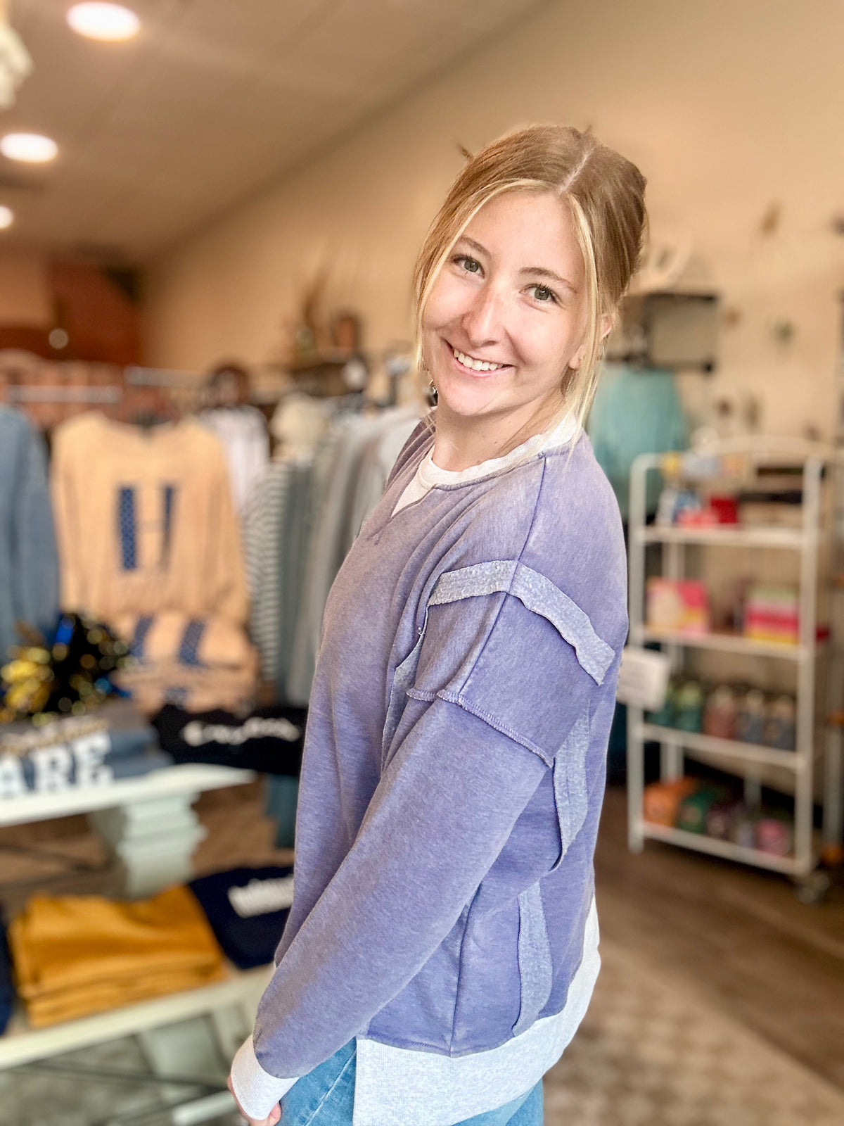 Sloane Pullover-Blue-Zenana-R3vel Threads, Women's Fashion Boutique, Located in Hudsonville, Michigan
