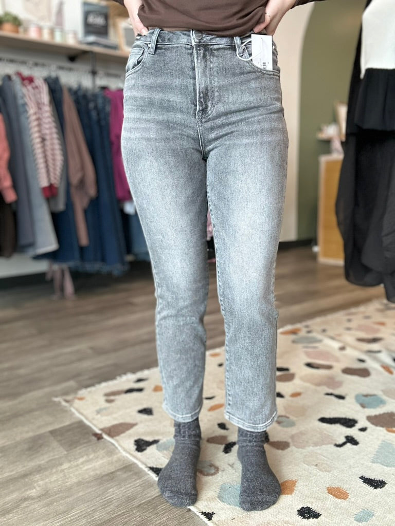 Gracie Grey High Rise Straight-Risen-R3vel Threads, Women's Fashion Boutique, Located in Hudsonville, Michigan