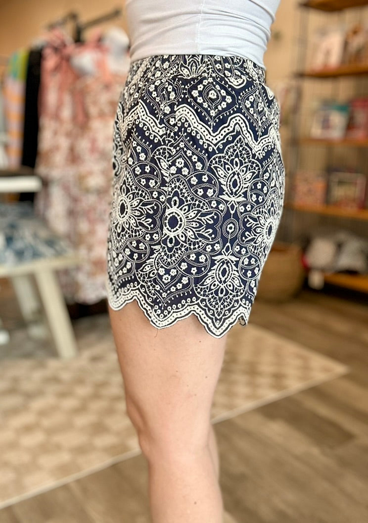 Lucy Embroidered Shorts-Doe & Rae-R3vel Threads, Women's Fashion Boutique, Located in Hudsonville, Michigan