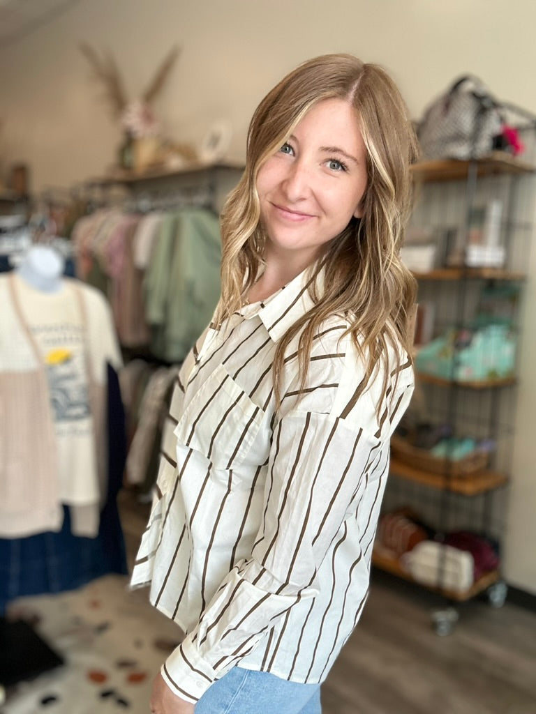 Brynn Button Down-Doe & Rae-R3vel Threads, Women's Fashion Boutique, Located in Hudsonville, Michigan