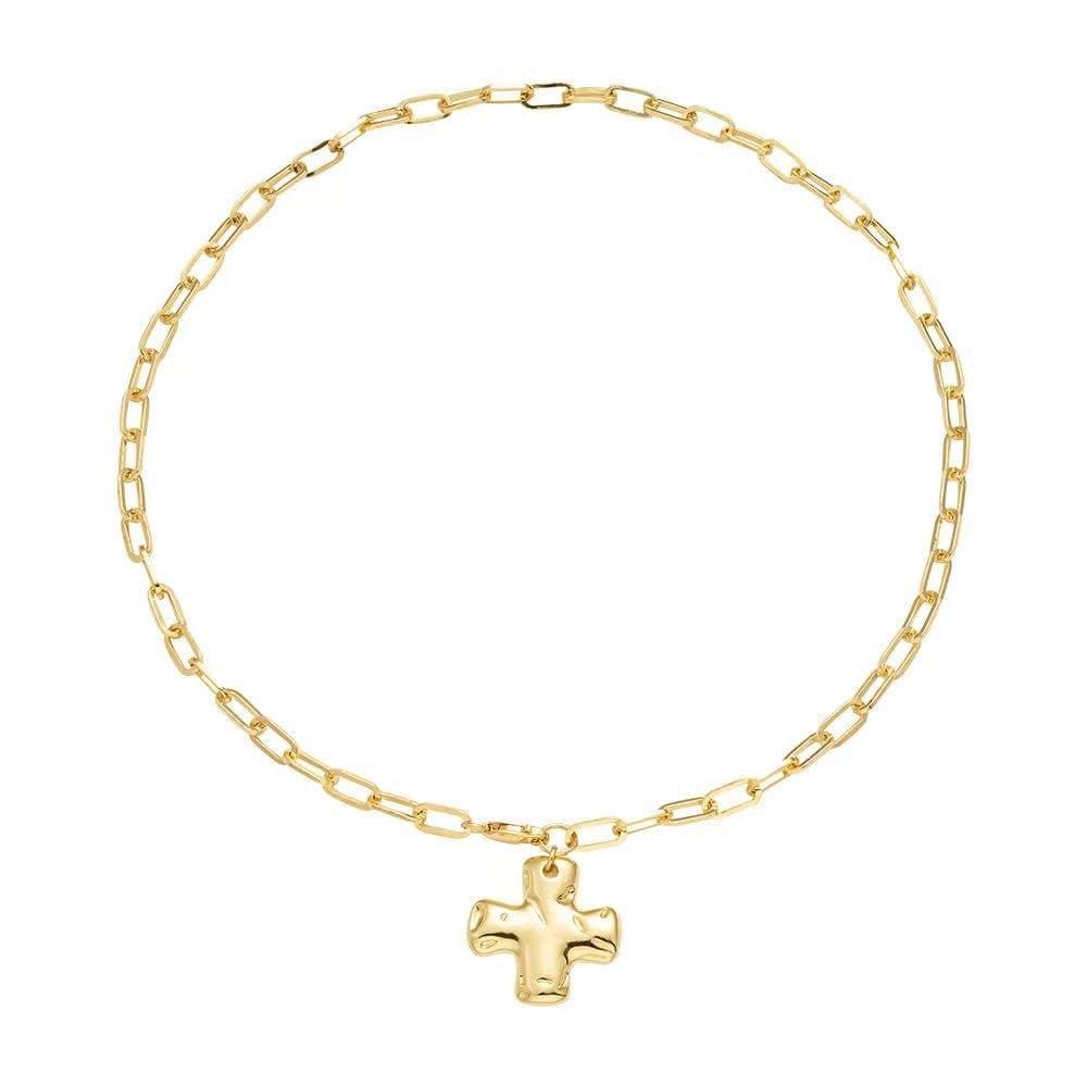 NOTABLE HAMMERED CROSS FRONT TOGGLE NECKLACE-JOSSLYN by wall to wall-R3vel Threads, Women's Fashion Boutique, Located in Hudsonville, Michigan
