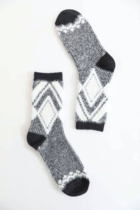 Faux Mohair Diamond Pattern Socks - Fall & Winter 2025-Leto Accessories-R3vel Threads, Women's Fashion Boutique, Located in Hudsonville, Michigan