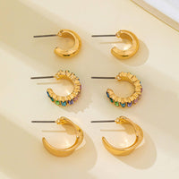 Multi Colored Baguette Twisted Hoop Trio
