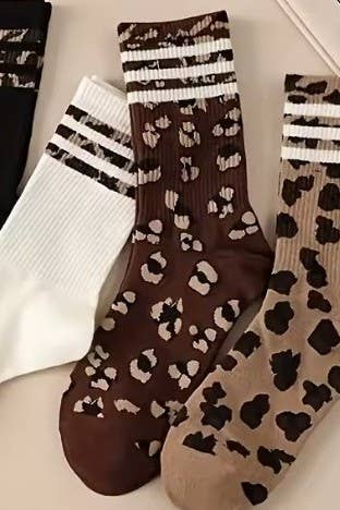Leopard half crew Socks-JOSSLYN by wall to wall-R3vel Threads, Women's Fashion Boutique, Located in Hudsonville, Michigan