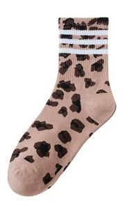 Leopard half crew Socks-JOSSLYN by wall to wall-R3vel Threads, Women's Fashion Boutique, Located in Hudsonville, Michigan