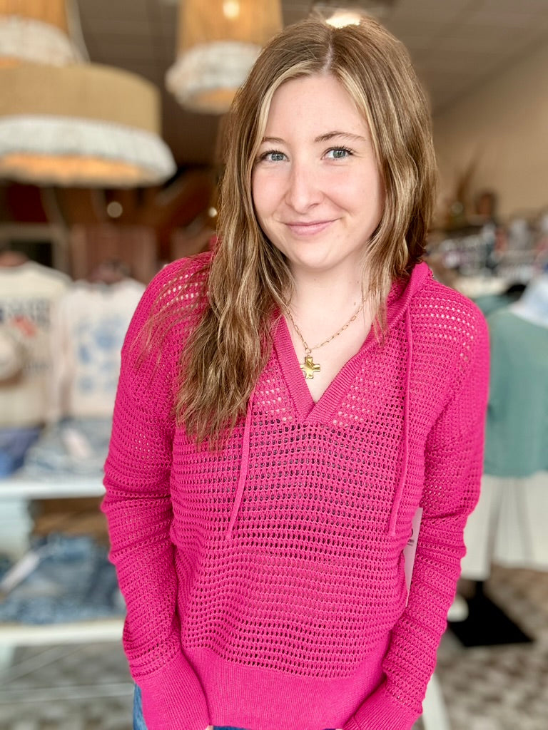 Bri Crochet Hoodie-mono b-R3vel Threads, Women's Fashion Boutique, Located in Hudsonville, Michigan