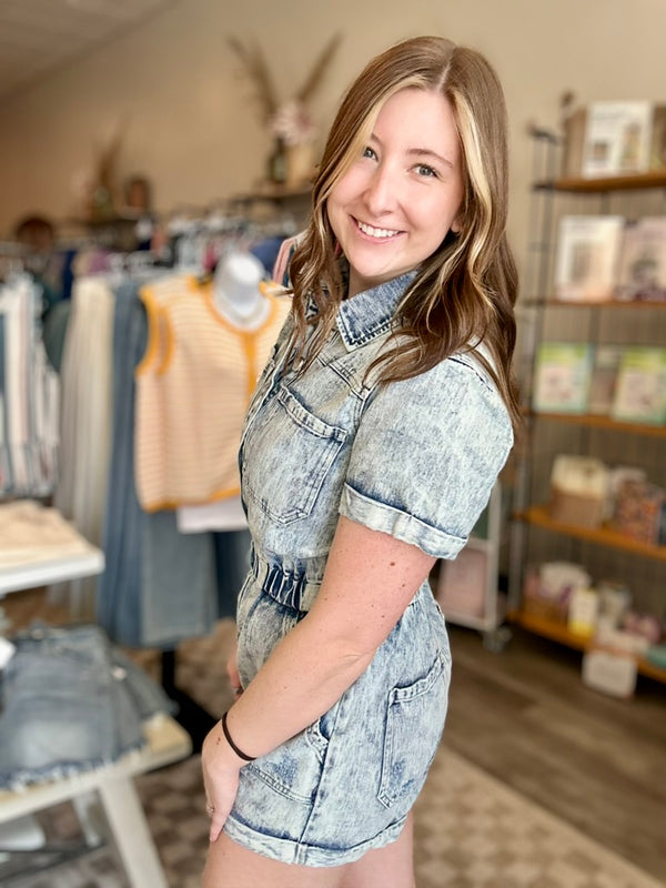 Faye Romper-Bluivy-R3vel Threads, Women's Fashion Boutique, Located in Hudsonville, Michigan