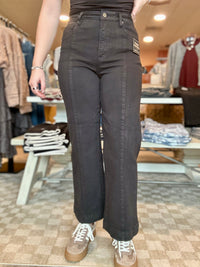 Justine Black Cropped Jeans-Risen-R3vel Threads, Women's Fashion Boutique, Located in Hudsonville, Michigan