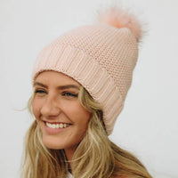 Chunky Knit Pom Beanie with Faux Sherpa Lining-Leto Accessories-R3vel Threads, Women's Fashion Boutique, Located in Hudsonville, Michigan