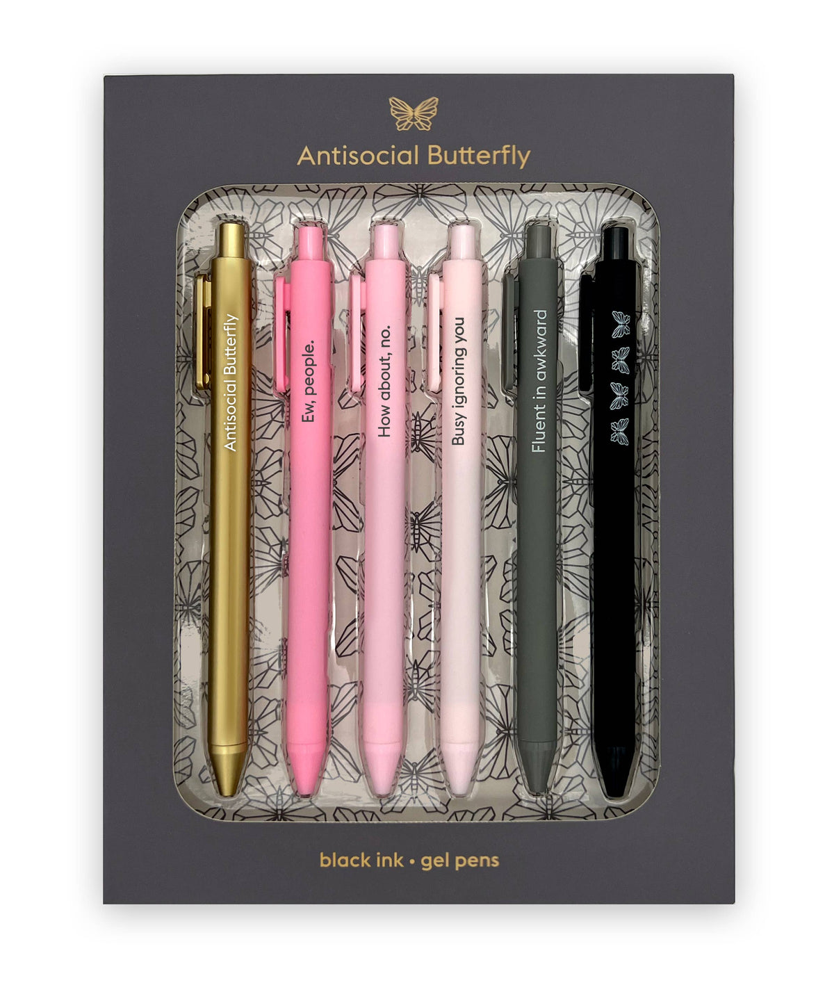 ANTISOCIAL BUTTERFLY - QUOTABLE GEL PEN SET-SNIFTY-R3vel Threads, Women's Fashion Boutique, Located in Hudsonville, Michigan