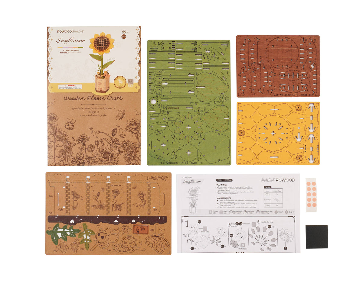 3D Wooden Flower Puzzles: Sunflower-Hands Craft-R3vel Threads, Women's Fashion Boutique, Located in Hudsonville, Michigan