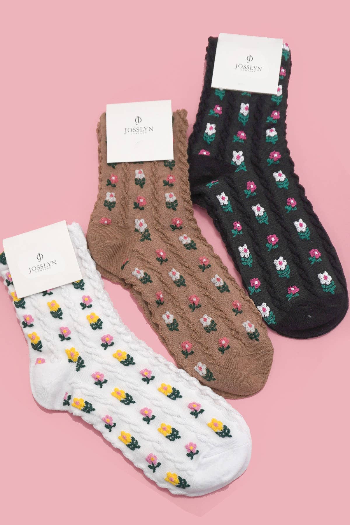 FLORAL MID CALF LENGTH SOCKS-JOSSLYN by wall to wall-R3vel Threads, Women's Fashion Boutique, Located in Hudsonville, Michigan