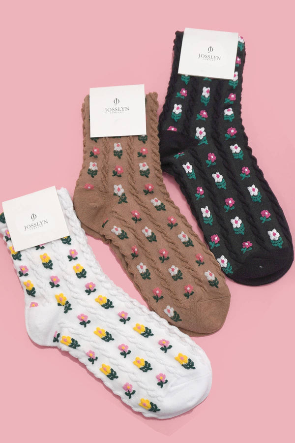 FLORAL MID CALF LENGTH SOCKS-JOSSLYN by wall to wall-R3vel Threads, Women's Fashion Boutique, Located in Hudsonville, Michigan