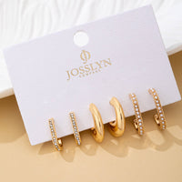 Rhinestone Pearl Huggie Hoop Trio Earrings | 80E62207-JOSSLYN by wall to wall-R3vel Threads, Women's Fashion Boutique, Located in Hudsonville, Michigan
