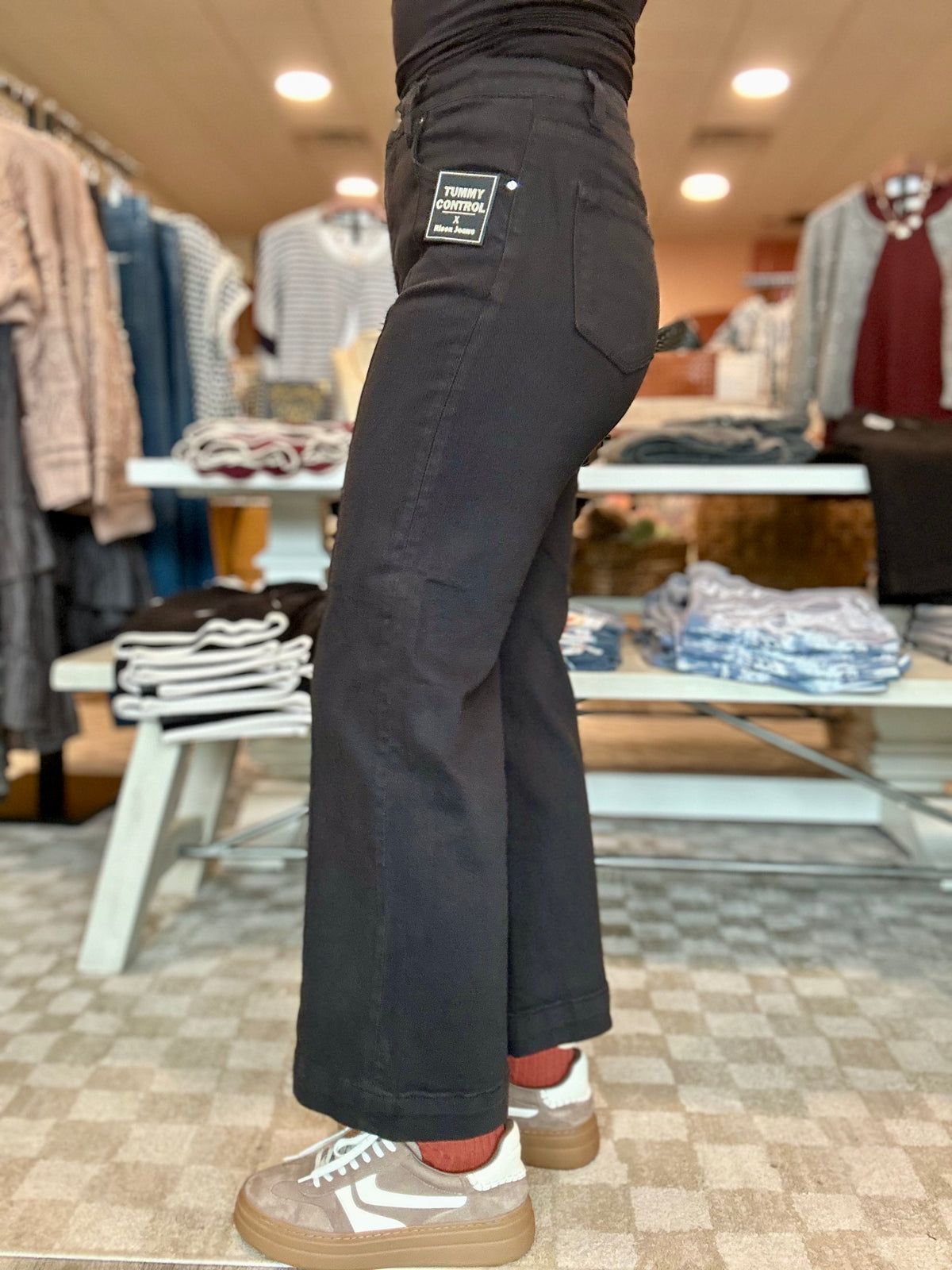 Justine Black Cropped Jeans-Risen-R3vel Threads, Women's Fashion Boutique, Located in Hudsonville, Michigan
