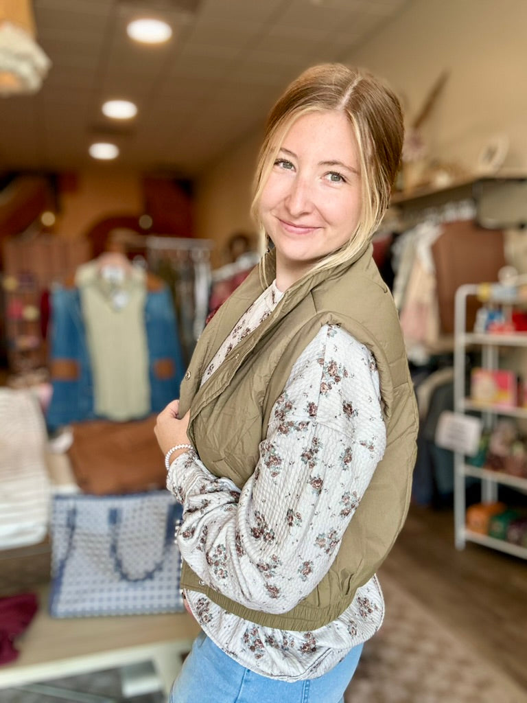 Jones Puffer Vest-Olive