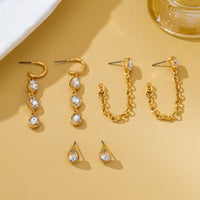 Teardrop Crystal Chain Hoop Drop Trio Earring Set-JOSSLYN by wall to wall-R3vel Threads, Women's Fashion Boutique, Located in Hudsonville, Michigan