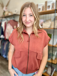 Georgia Top-Terracotta-Doe & Rae-R3vel Threads, Women's Fashion Boutique, Located in Hudsonville, Michigan