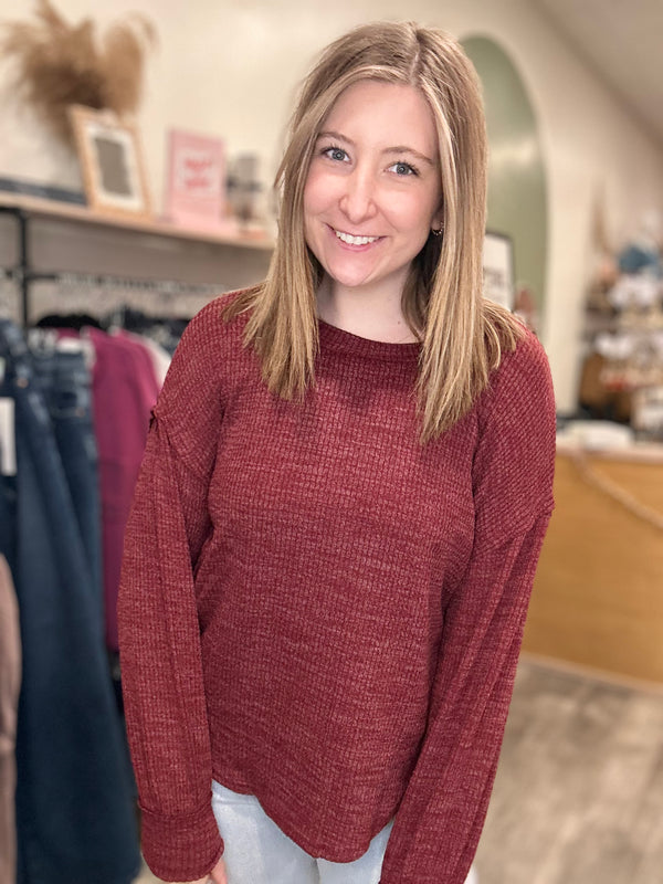 Heidi Long Sleeve-Blu Pepper-R3vel Threads, Women's Fashion Boutique, Located in Hudsonville, Michigan