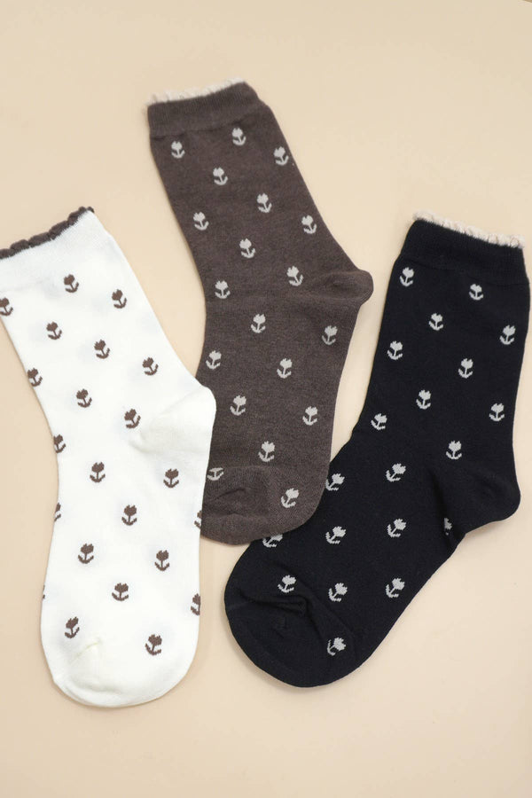 WOMAN BREATHABLE FLORAL COTTON SOCKS-JOSSLYN by wall to wall-R3vel Threads, Women's Fashion Boutique, Located in Hudsonville, Michigan