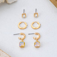 Whimsical Crystal Glass Huggie & Stud Earring Set-JOSSLYN by wall to wall-R3vel Threads, Women's Fashion Boutique, Located in Hudsonville, Michigan