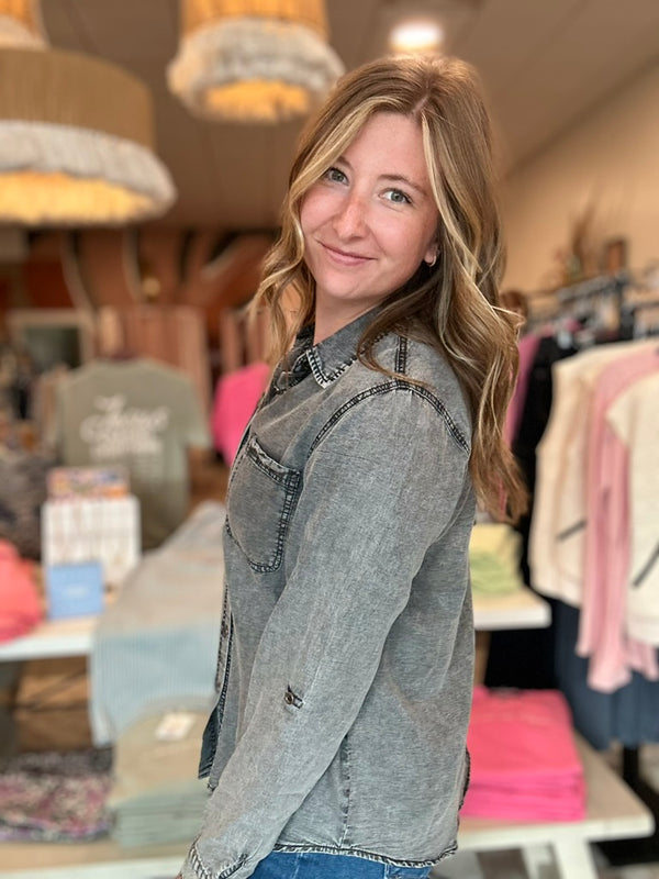 Amber Button Down-Doe & Rae-R3vel Threads, Women's Fashion Boutique, Located in Hudsonville, Michigan