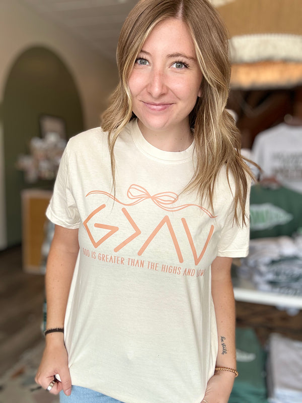 God is Greater Tee-comfort colors-R3vel Threads, Women's Fashion Boutique, Located in Hudsonville, Michigan