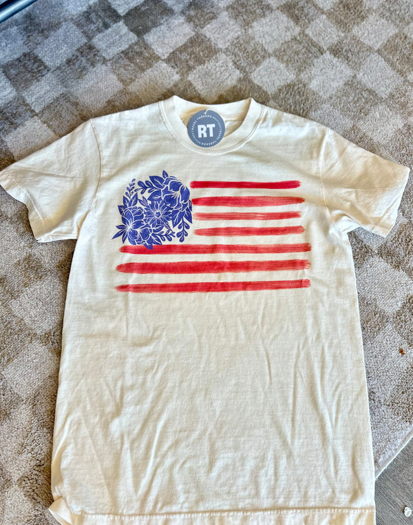 Floral Flag Tee-Whitney | Chaudoin Creations-R3vel Threads, Women's Fashion Boutique, Located in Hudsonville, Michigan