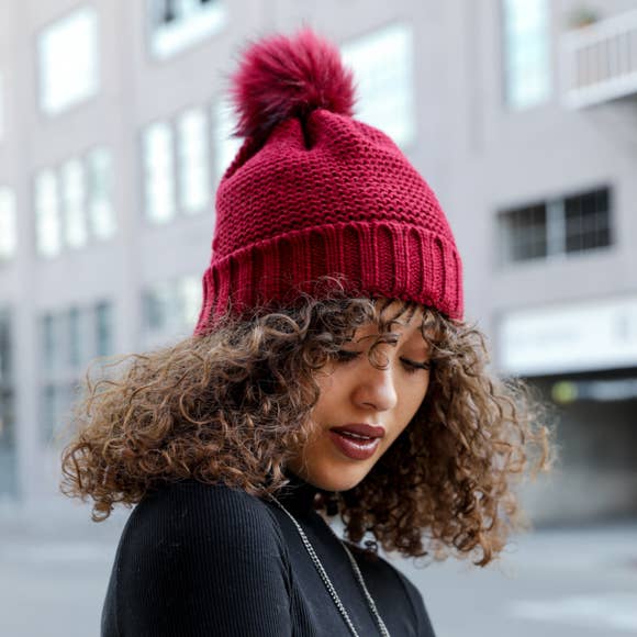 Chunky Knit Pom Beanie with Faux Sherpa Lining-Leto Accessories-R3vel Threads, Women's Fashion Boutique, Located in Hudsonville, Michigan