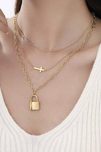 Lock & Cross necklace-JOSSLYN by wall to wall-R3vel Threads, Women's Fashion Boutique, Located in Hudsonville, Michigan