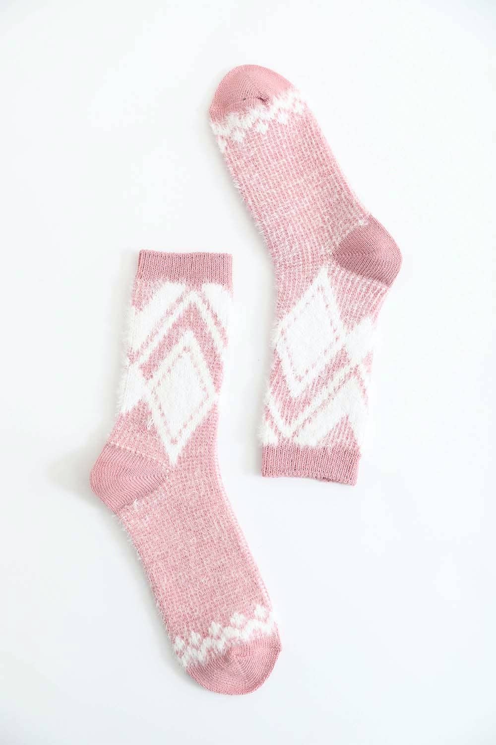 Faux Mohair Diamond Pattern Socks - Fall & Winter 2025-Leto Accessories-R3vel Threads, Women's Fashion Boutique, Located in Hudsonville, Michigan