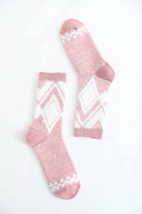 Faux Mohair Diamond Pattern Socks - Fall & Winter 2025-Leto Accessories-R3vel Threads, Women's Fashion Boutique, Located in Hudsonville, Michigan