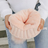 Chunky Knit Pom Beanie with Faux Sherpa Lining-Leto Accessories-R3vel Threads, Women's Fashion Boutique, Located in Hudsonville, Michigan