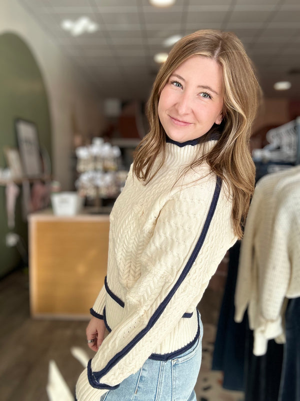 Hazel Sweater-Navy-Doe & Rae-R3vel Threads, Women's Fashion Boutique, Located in Hudsonville, Michigan