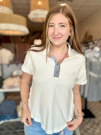 Trisha Polo-Bluivy-R3vel Threads, Women's Fashion Boutique, Located in Hudsonville, Michigan