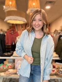 Mikayla Denim Top-Risen-R3vel Threads, Women's Fashion Boutique, Located in Hudsonville, Michigan