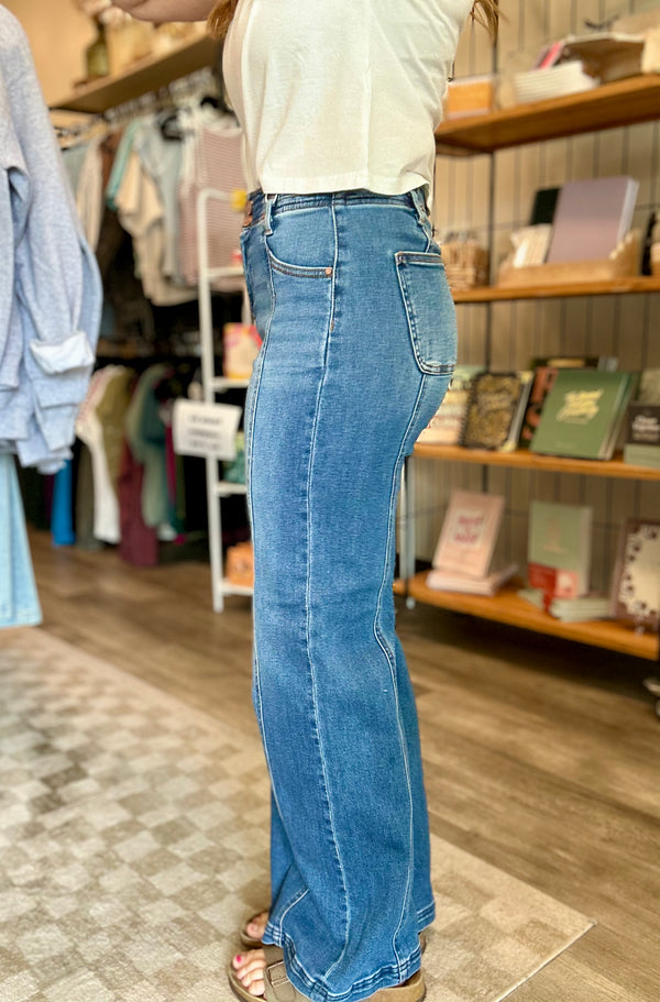Heidi Seam Detail Wide Leg-Risen-R3vel Threads, Women's Fashion Boutique, Located in Hudsonville, Michigan