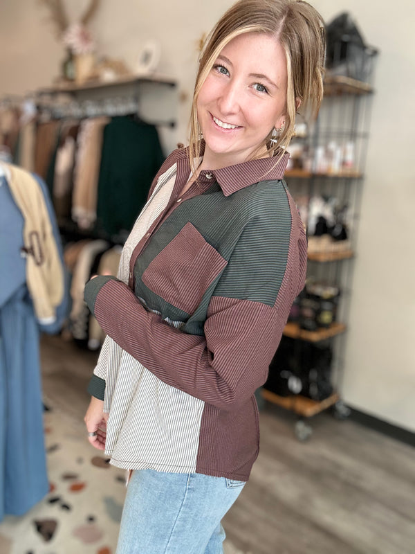 Aidyn Button Down-Hem & Thread-R3vel Threads, Women's Fashion Boutique, Located in Hudsonville, Michigan