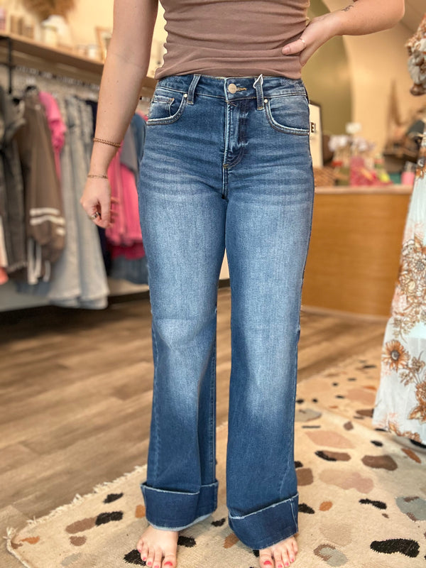 Elena High Rise Wide Cuff-Risen-R3vel Threads, Women's Fashion Boutique, Located in Hudsonville, Michigan