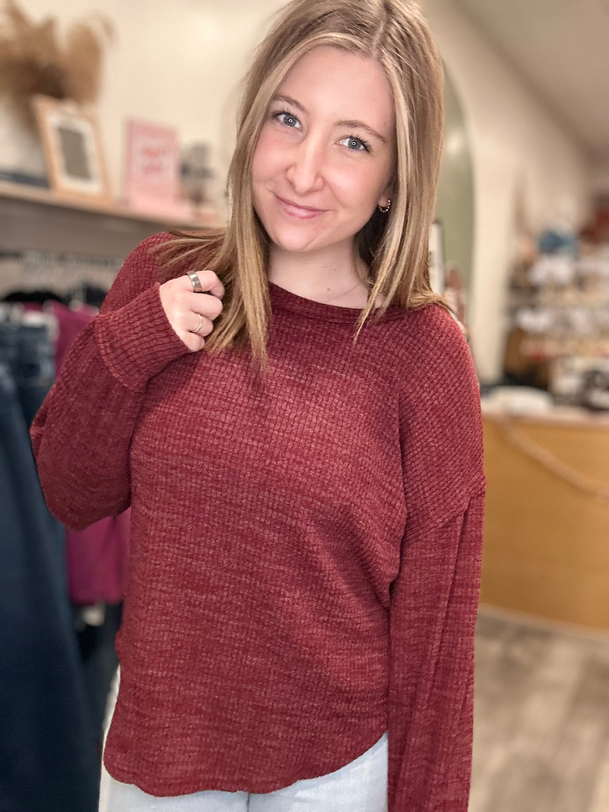 Heidi Long Sleeve-Blu Pepper-R3vel Threads, Women's Fashion Boutique, Located in Hudsonville, Michigan