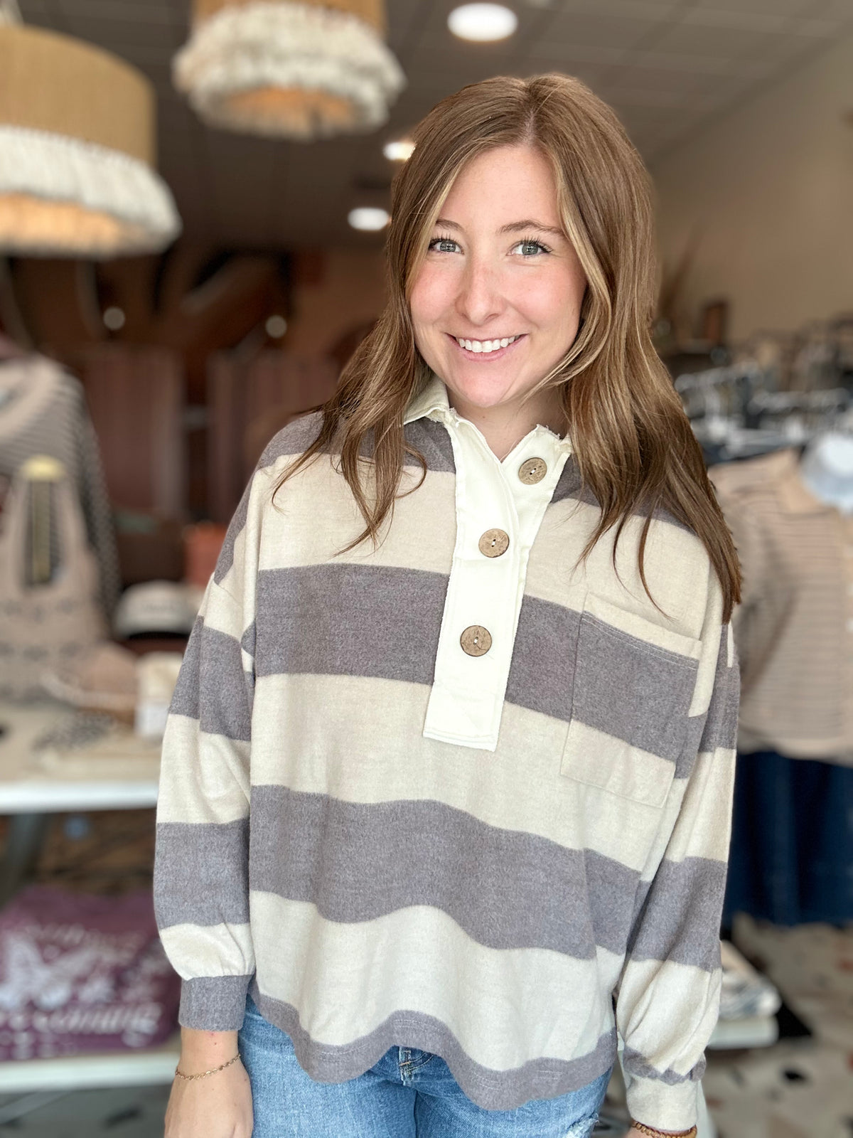 Makenna Top-Blu Pepper-R3vel Threads, Women's Fashion Boutique, Located in Hudsonville, Michigan