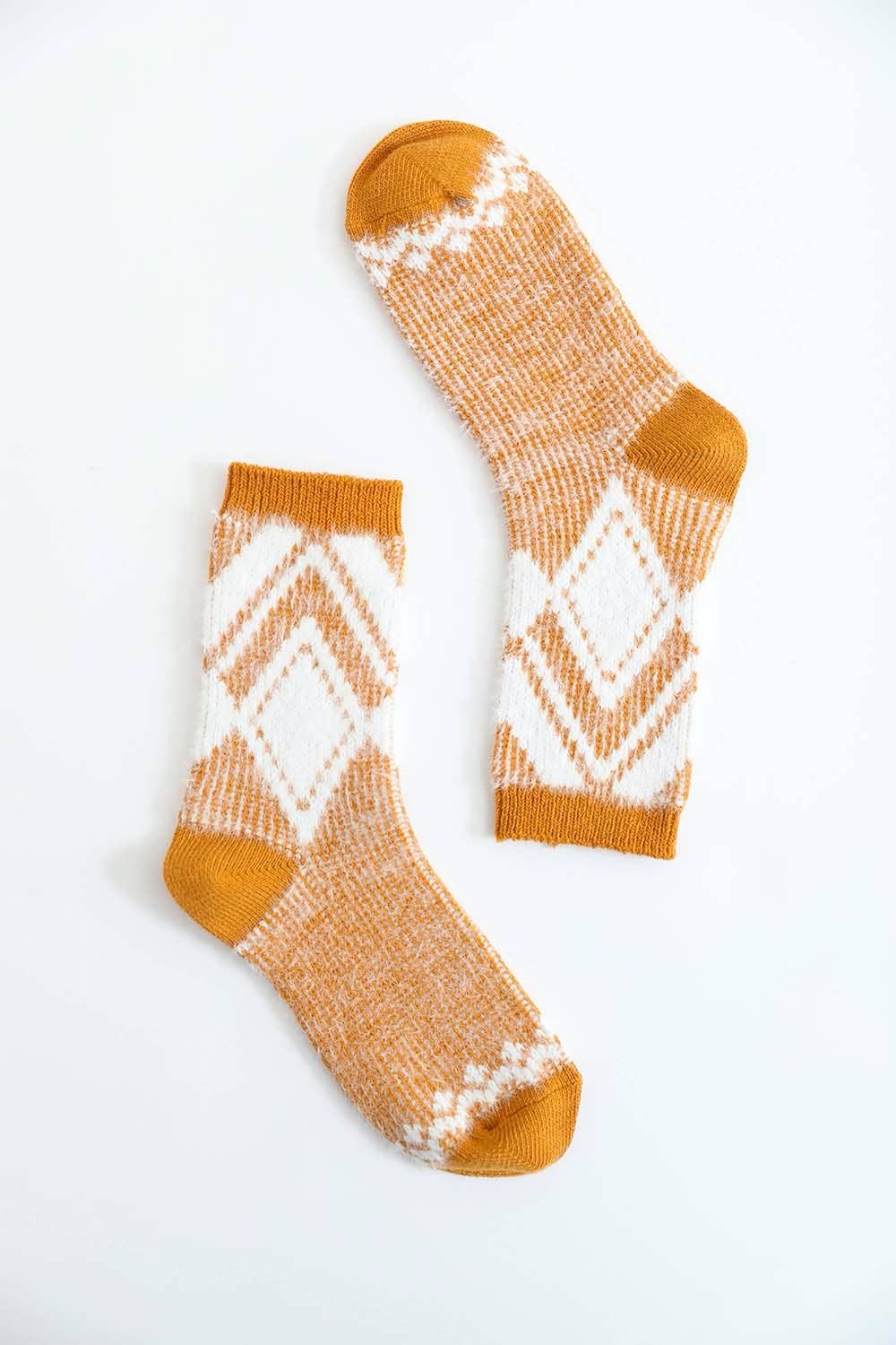 Faux Mohair Diamond Pattern Socks - Fall & Winter 2025-Leto Accessories-R3vel Threads, Women's Fashion Boutique, Located in Hudsonville, Michigan