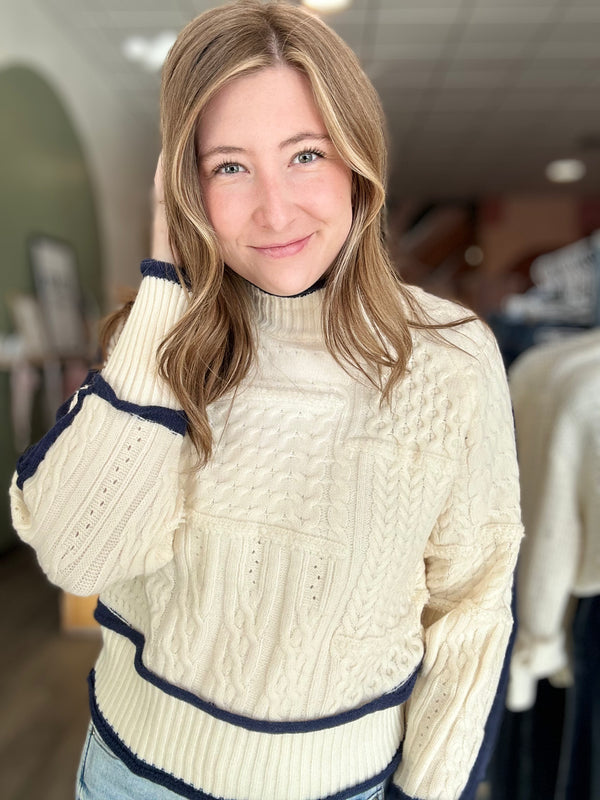 Hazel Sweater-Navy-Doe & Rae-R3vel Threads, Women's Fashion Boutique, Located in Hudsonville, Michigan